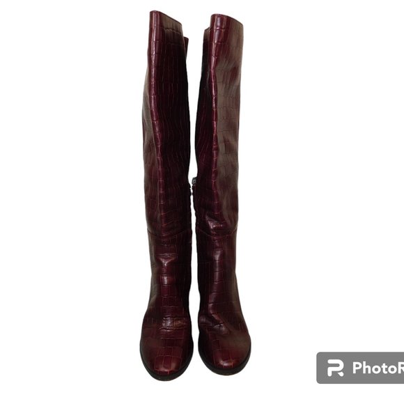 Coach Brigitte Boot Croc Embossed Knee High Boots Size 6.5 - Picture 3 of 16